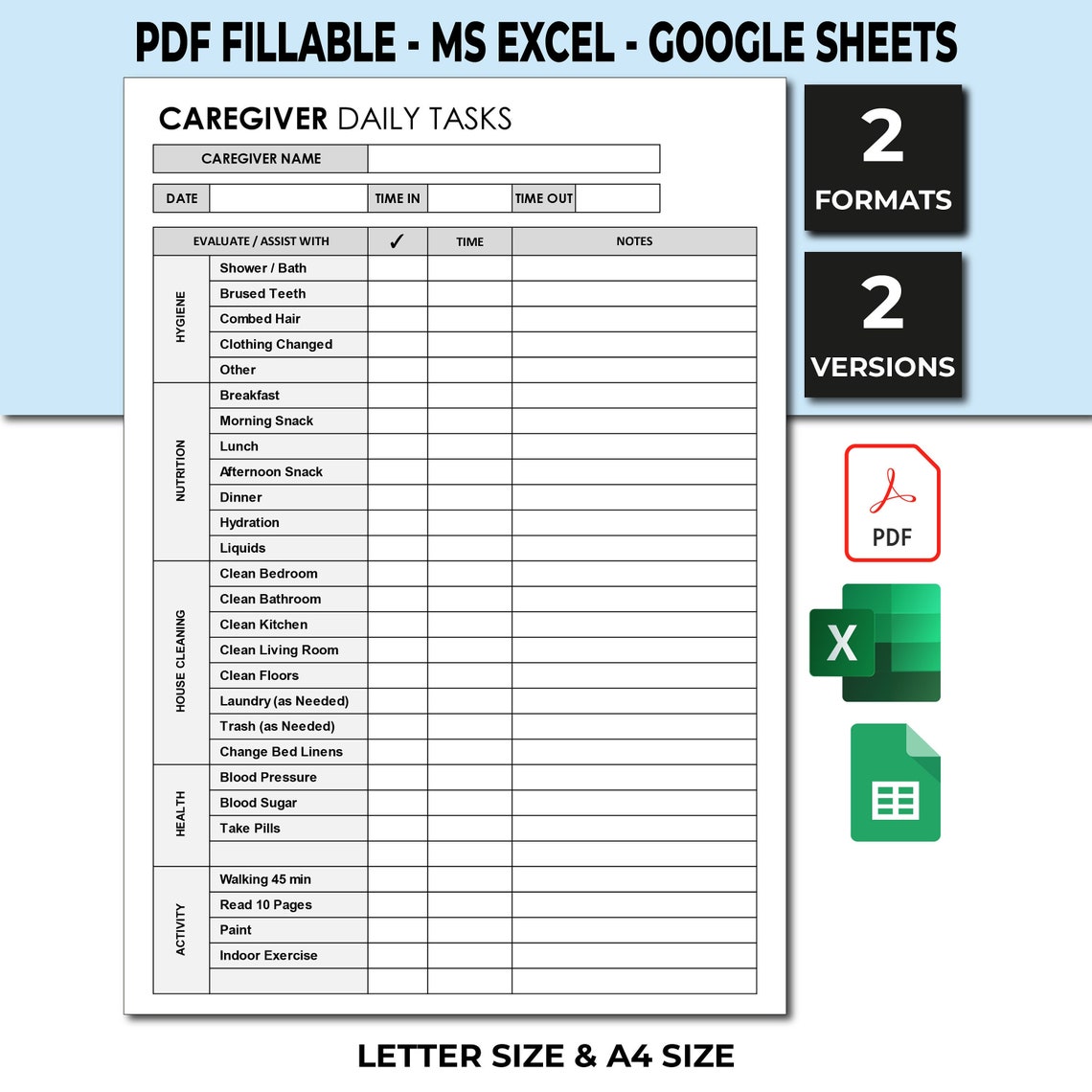 Caregiver Daily Tasks Log. Caregiver Time Worked. Elderly Care