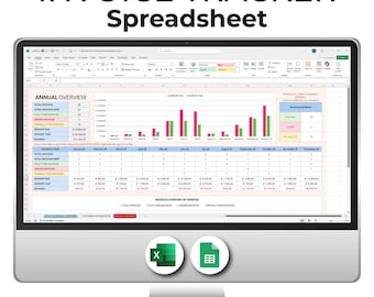 Invoice Tracker Spreadsheet Template| Monthly & Annual Invoice Tracker | Invoice Tracker Excel Template | Invoice Manager Template Excel