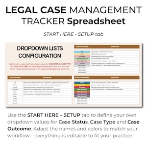 Legal Case Management Spreadsheet for Attorneys, Attorney Case Tracker ...