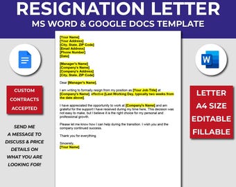 Resignation Letter Sample. Formal Resignation Letter Template. Simple Resignation Letter Example. Professional Resignation Letter Format.