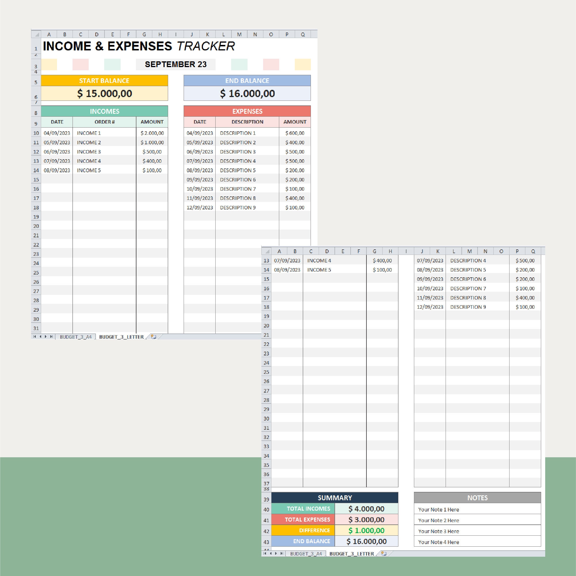 Excel Income Expenses Tracker Template Excel Budget Spreadsheet