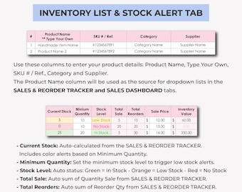 Inventory Tracker Spreadsheet, Excel 365, Inventory Template Sheet, Inventory Log List, Reseller Inventory Management, Business Tracker