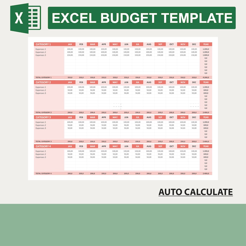 Excel Household Budget Template. Monthly Tracking Spreadsheet. Income / Expenditure Account EAR. Home Budget SpreadSheet Template.
