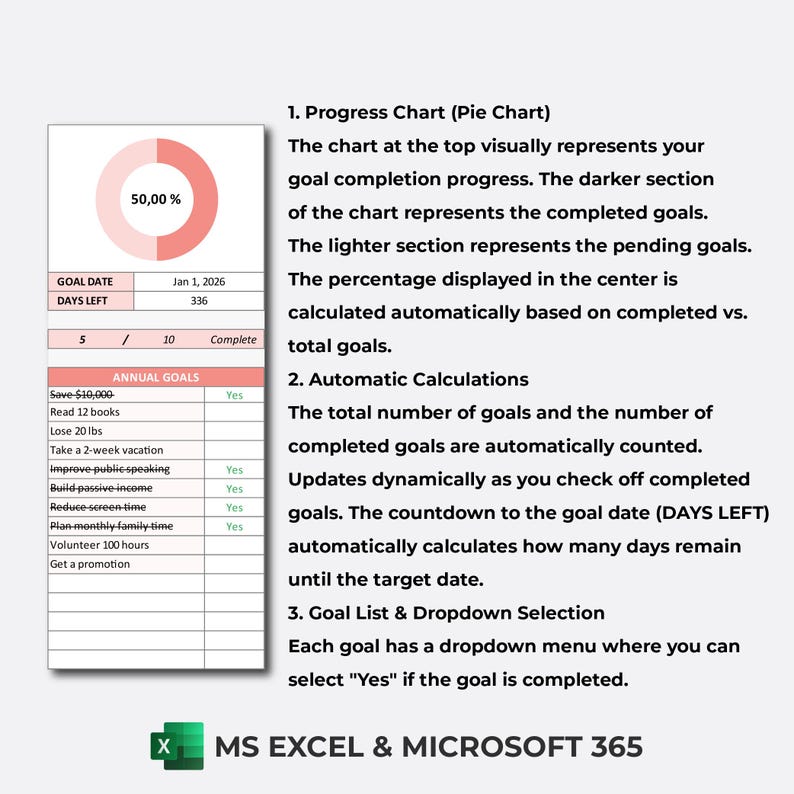 Goal Tracking Excel | Goal Tracker Template | Goals Planner | Monthly ...