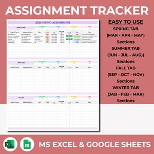 Online-Semesterzuordnung für Studenten, Digitaler Studentenplaner, Excel 365 & Google Sheets, Akademische Studentenplaner-Spreadsheet-Vorlage