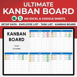 Simple Kanban Board: Task Stages & Priority Tracker | Excel Template and Google Sheets | Task and Project Tracker | To Do List Template