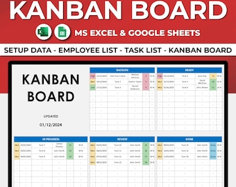 Simple Kanban Board: Task Stages & Priority Tracker | Excel Template and Google Sheets | Task and Project Tracker | To Do List Template