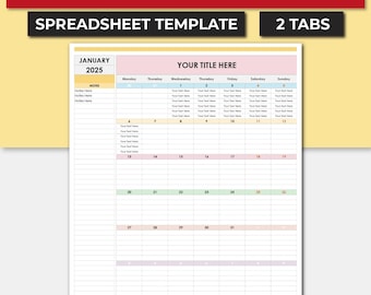 Family To Do List & Activities Calendar Spreadsheet Template. Monthly Family Planner. Family Organizer. Home Management Calendar.