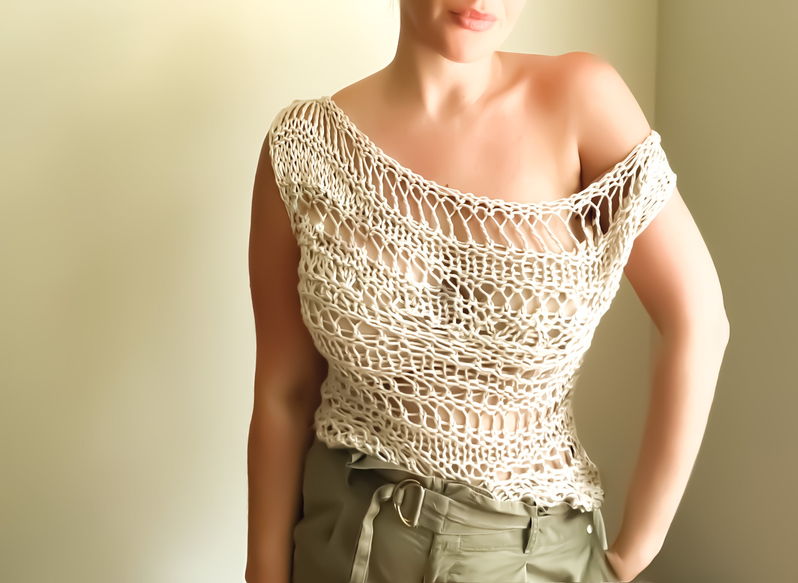 Easy Crochet Esque Open Knit Top / Beach Coverup / Cover Up