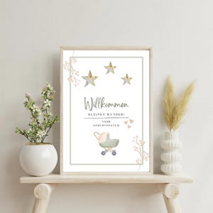 Geschenk zur Geburt PDF | Willkommen kleines Wunder | Personalisiertes Bild zur Geburt