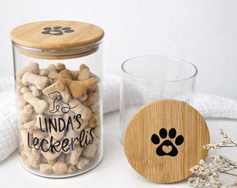 Vorratsglas personalisiert für Hundeleckerlis - Hundeliebhaber-Geschenk - Aufbewahrung Hund