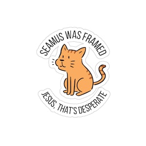 Derry Girls - Seamus Was Framed - Cat Sticker - Transparent Outdoor Stickers, Die-Cut, 1pcs