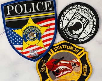 DIY Custom Woven Patches Your Logo or Design, Iron-On Backing, Direct Sew Option Velcro fastener