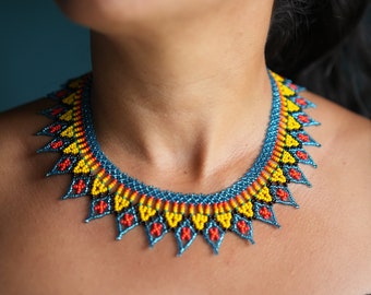 Unique necklace handmade by indigenous Embera women of Colombia