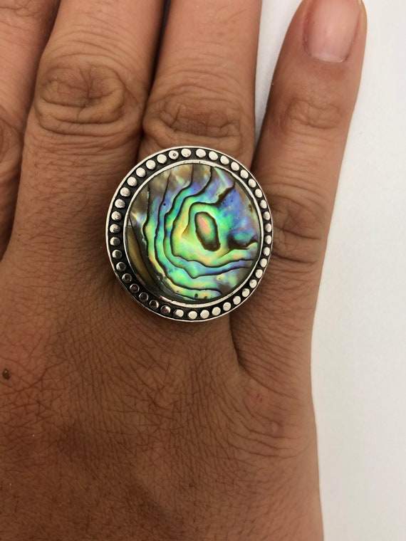 Abalone Shell Ring, Gemstone Ring, Shell Gemstone… - image 6