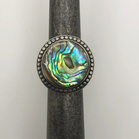 Abalone Shell Ring, Gemstone Ring, Shell Gemstone… - image 1
