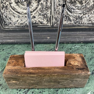 Rustic Business Card Holder, Rustic Desk Accessories, Business Card Display, Rustic Desk Pen Holder, Reclaimed Wood Desk Accessories.