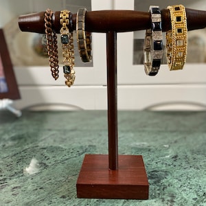 T Bar Bracelet Display, Brown Bracelet Display, Trade Show Jewelry Display, Handmade Bracelet Stand, Upcycled Jewelry Display, T Bar Stand