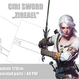 Ciri Sword &quot;Zireael&quot; The Witcher 3 Digital template pattern blueprint cosplay prop making