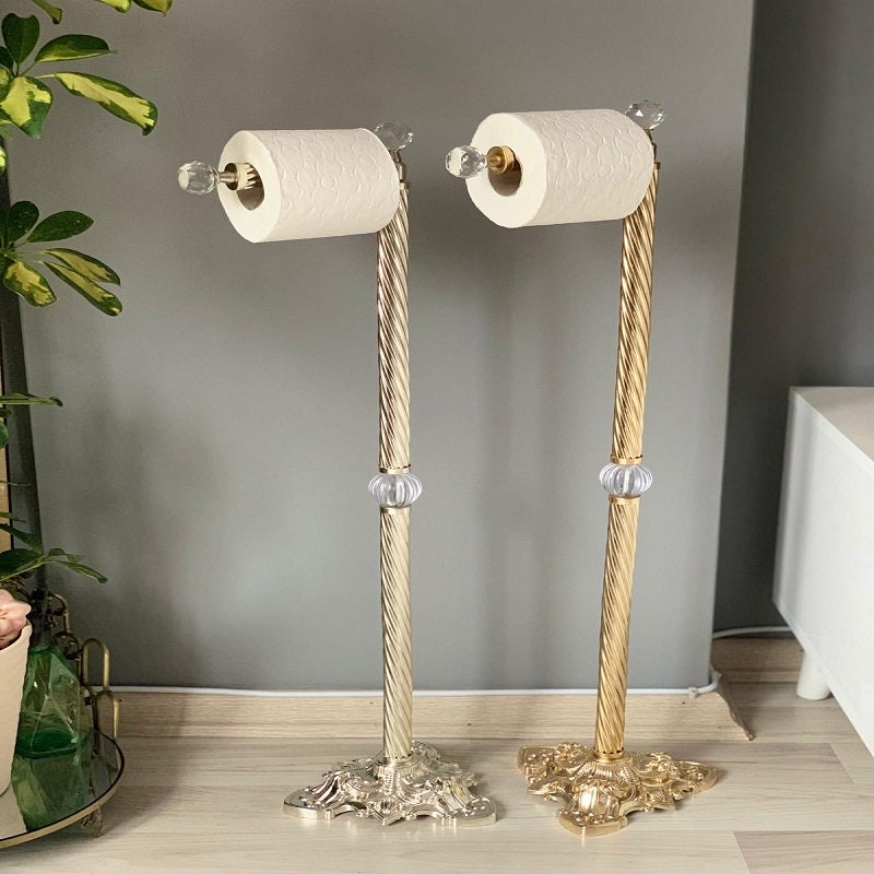 Gold Toilet Paper Holder, Stick On Brushed Brass Toilet Paper Holder With  Shelf, Self Adhesive No Drill Or Wallmount With Screws Compatible Bathroom