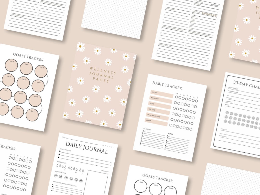 Wellness Goals Planner PDF - Digital Self-care Journal - Printable ...