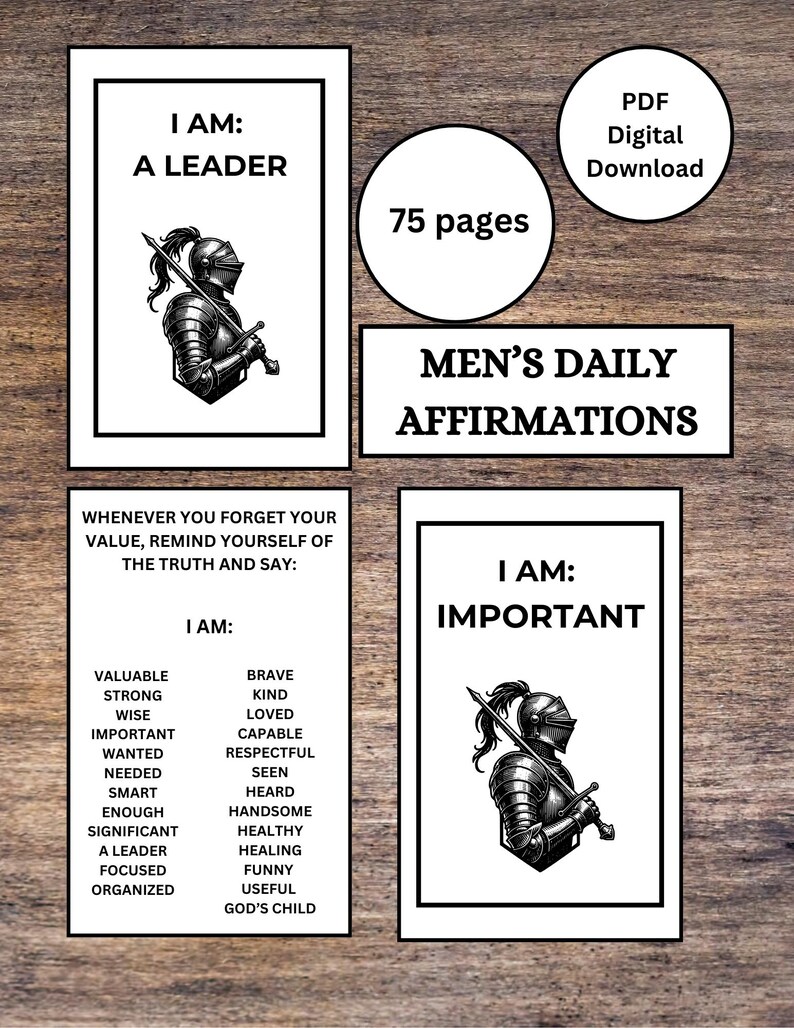 Daily Affirmations for Men | Printable Positive Mindset Cards | 75 ...