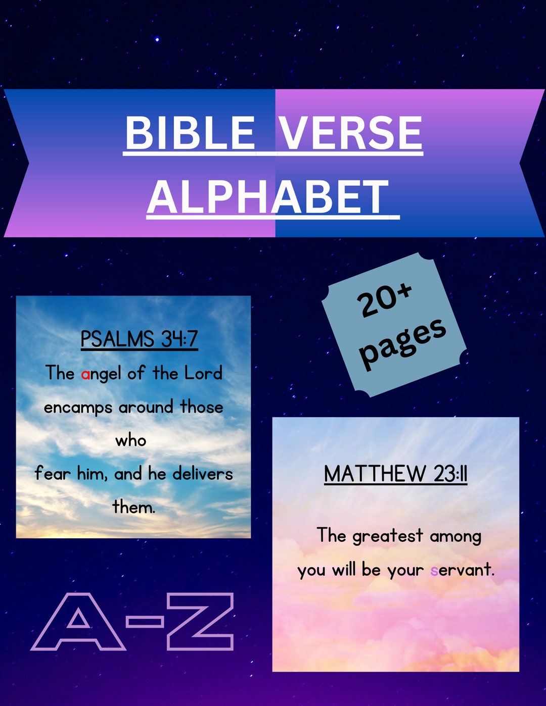 Illustrated Bible Verses Bible Alphabet Digital Download Pdf Etsy