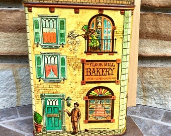 Vintage Cheinco Flour Mill Canister Tin Town Bakery Village