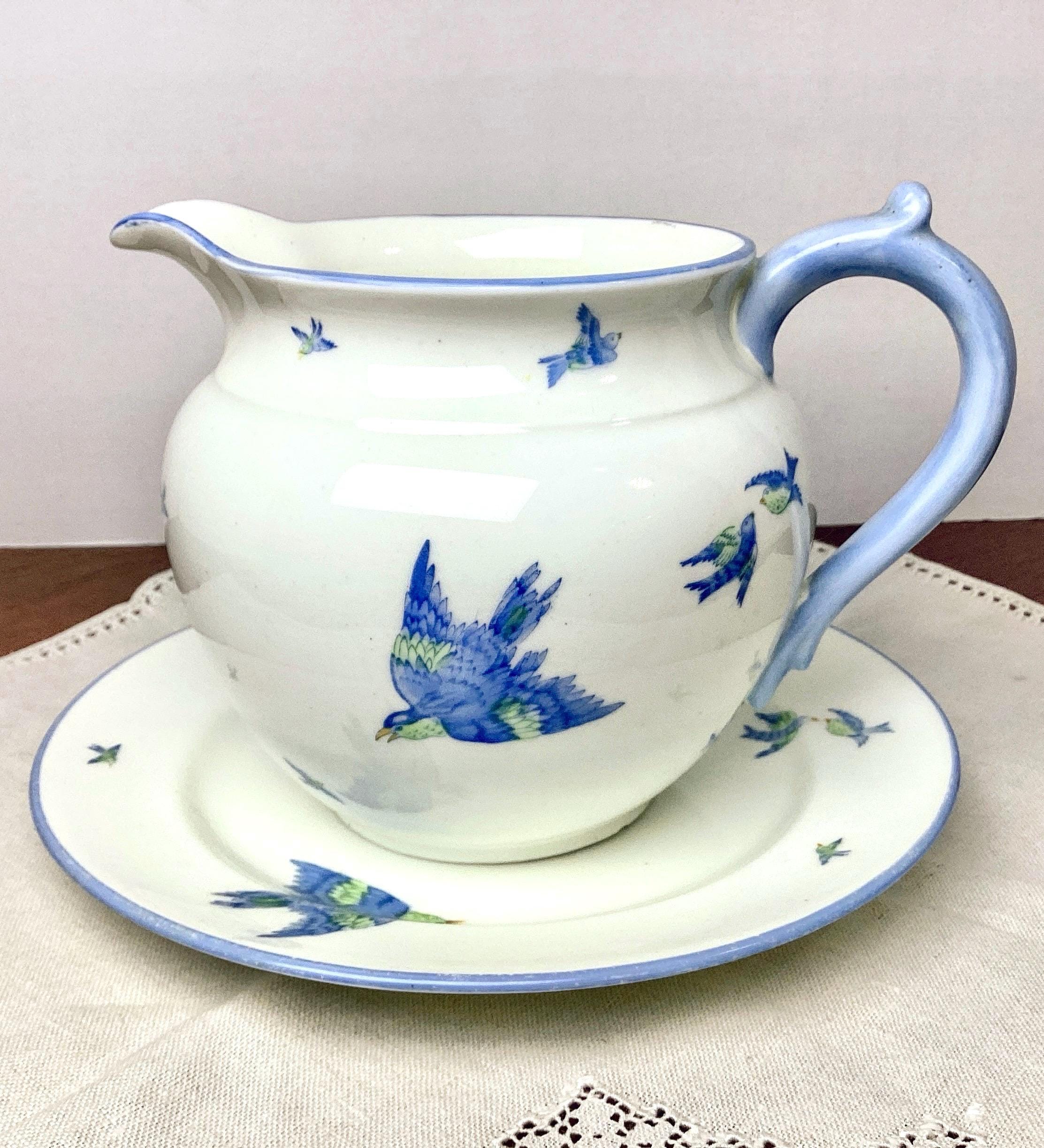 Antique Bluebird Pitcher - Etsy