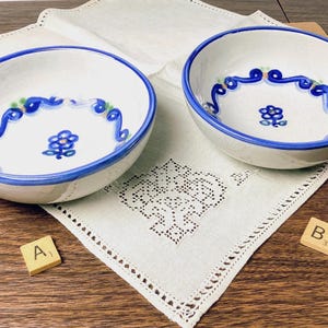 M. A. Hadley Pottery “Bluette” Scroll Flower Pattern Cereal Bowl 5 1/4”
