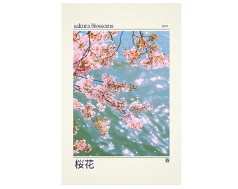 japanese cherry blossoms digital poster print| dorm poster| vintage aesthetic| japanese poster| sakura aesthetic| japanese posters