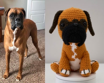 Custom-made Crochet Dog (Boxer) - Made & Shipped from Canada
