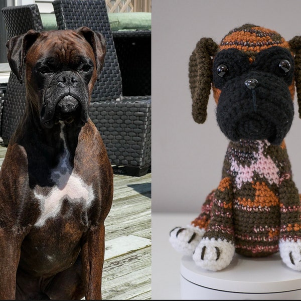 Custom-made Crochet Dog (Boxer) - Made & Shipped from Canada