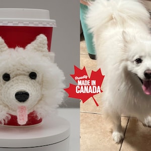 Custom-made Dog Cup Cozy (American Eskimo) - Made & Shipped from Canada