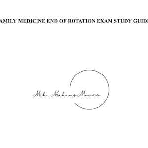 Family Medicine EOR Study Guide