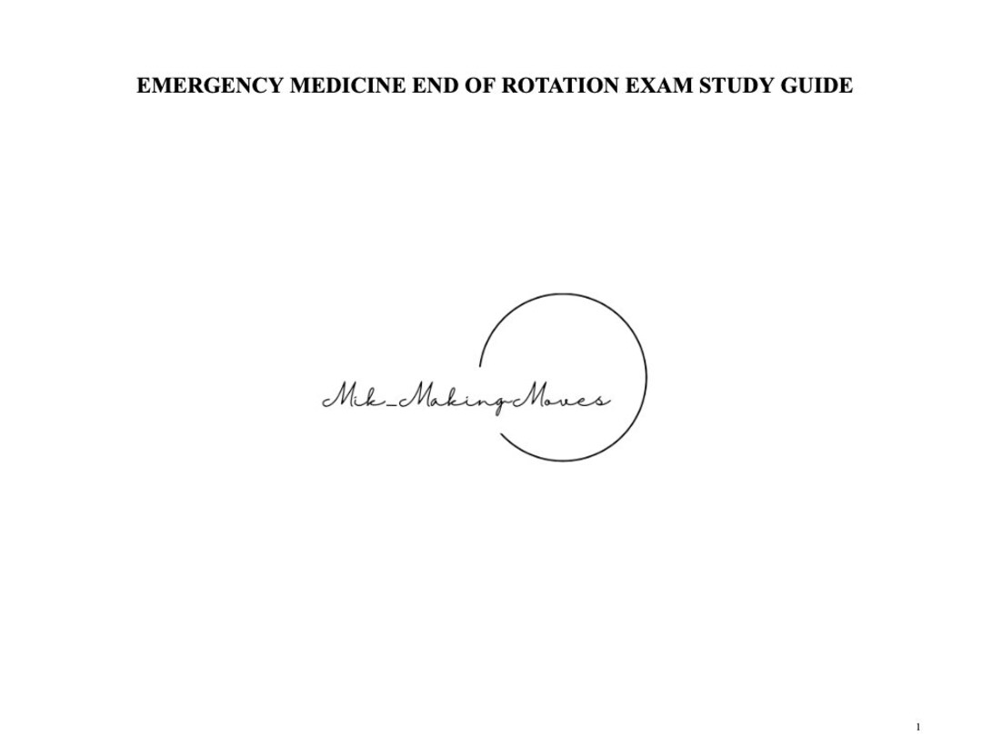 Emergency Medicine EOR Study Guide Etsy