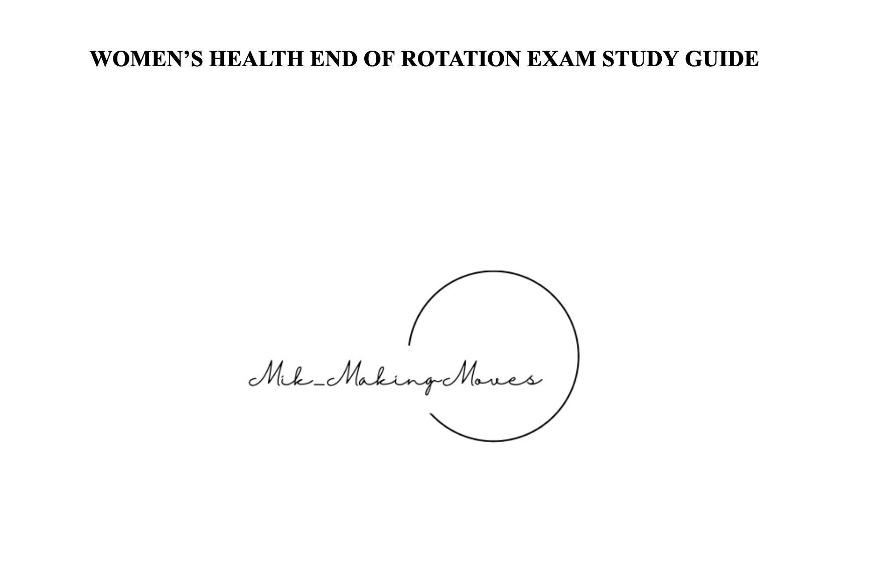 Women's Health EOR Study Guide Etsy