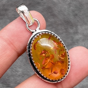 Baltic Amber Silver Pendant 925 Sterling Silver Pendant Baltic Amber Pendant Handmade Pendant Gift Bridal Beautiful Amber Jewelry For Her