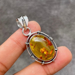 Baltic Amber Silver Pendant 925 Sterling Silver Pendant Baltic Amber Pendant Handmade Pendant Gift For Bridal Beautiful Amber Jewelry