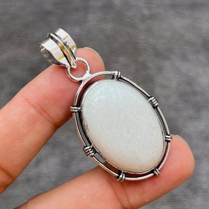 White Scolecite Pendant 925 Sterling Silver Pendant Handmade White Scolecite Gemstone Pendant Gift For Mom Birthstone Jewelry Gift