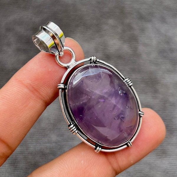 Star Amethyst Pendant Amethyst Silver Necklace Amethyst 925 Sterling Silver jewellery Handmade Amethyst Silver Pendant For gift her Birthday