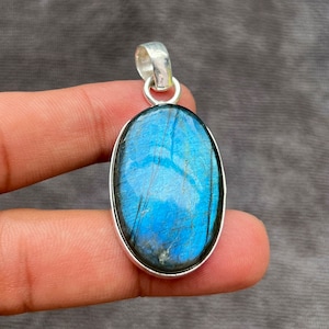 Blue Labradorite Pendant: Handmade 925 Sterling Silver Gemstone Jewelry