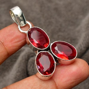 Garnet Pendant 925 Sterling Silver Pendant Handmade Garnet Gemstone Pendant Gift For Mom Love Handmade Jewelry Gift
