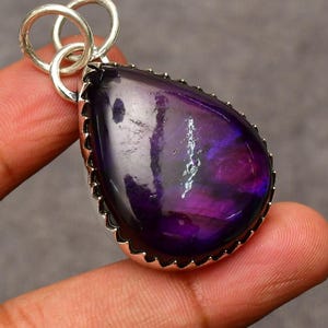 Purple Labradorite Pendant 925 Sterling Silver Pendant Handmade Purple Colored Labradorite Gemstone Pendant Gift For Mom Gift For Her