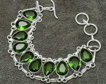 Peridot Gemstone Bracelet: Handmade 925 Sterling Silver Jewelry
