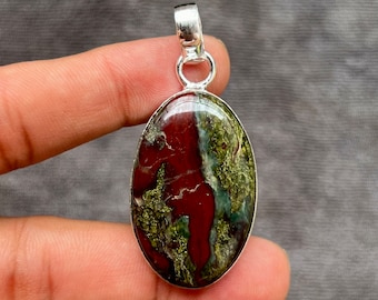 Handmade Dragon Bloodstone Pendant: 925 Sterling Silver Gemstone Jewelry