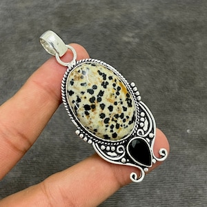 Dalmatian Jasper Pendant Gift for her Dalmatian jasper Silver Necklace Dalmatian 925 Sterling Silver jewellery Handmade Jewelry Gift for mom