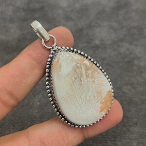Scolecite Pendant 925 Sterling Silver Pendant Handmade Scolecite Gemstone Pendant Gift For Mom Birthstone Jewelry Gift For Her Jewellery
