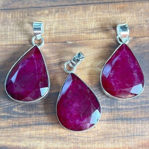 Ruby Gemstone 925 Sterling Silver Pendant Lot