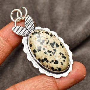 Dalmatian Jasper Pendant Gift for her Dalmatian jasper Silver Necklace Dalmatian 925 Sterling Silver jewellery Handmade Jewelry Gift for mom